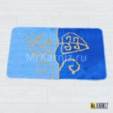 Коврик в ванную Листья синий