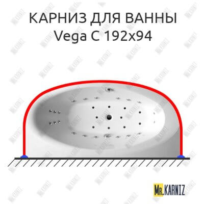 Карниз для ванны Balteco Vega C 192х94 Усиленный 25 мм MrKARNIZ